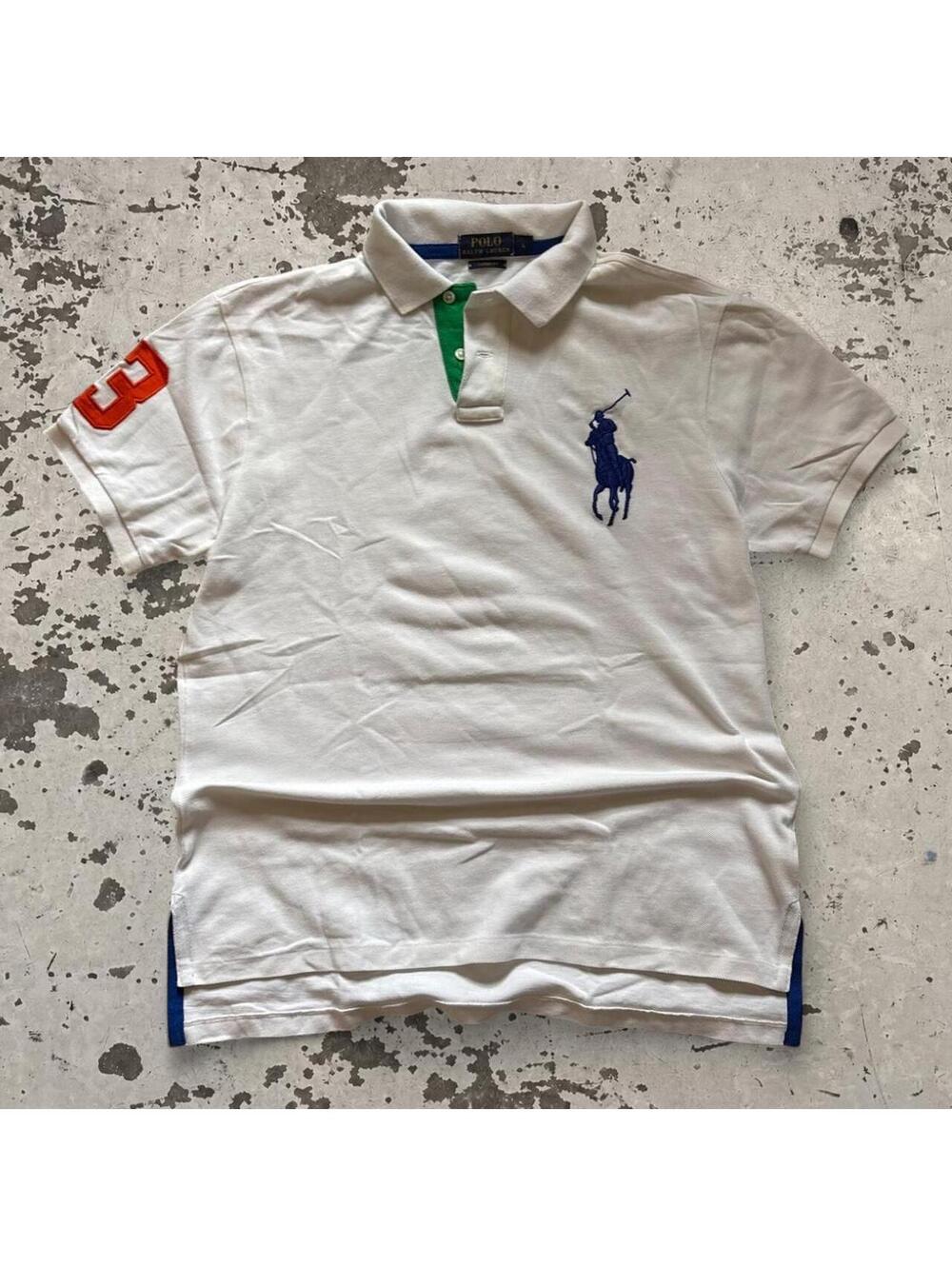 Beautiful vintage b polo Ralph Lauren multicolored big pony tee.